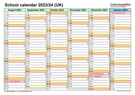 School Calendars 202324 Uk Free Printable Excel Templates
