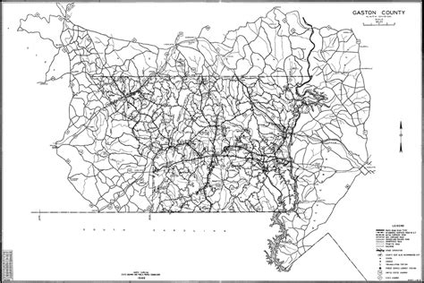1949 Road Map Of Gaston County North Carolina
