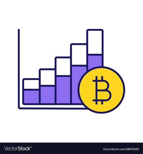 Bitcoin Market Growth Chart Color Icon Royalty Free Vector