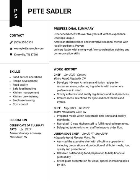 Best Chef Cv Examples To Use In 2023