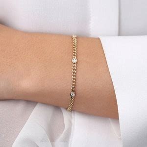 Gold Bracelet K Gold Miami Curb Link Chain Bracelet With Etsy