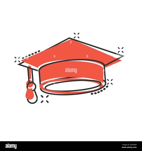 Graduierung Hut Symbol Im Comic Stil Student Kappe Cartoon Vektor