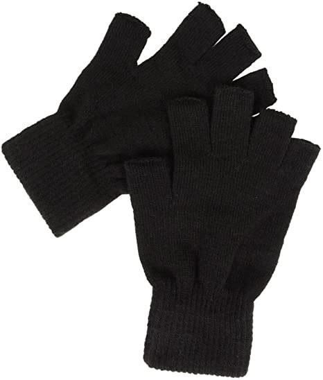 Black Thermal Fingerless Gloves Uk Clothing
