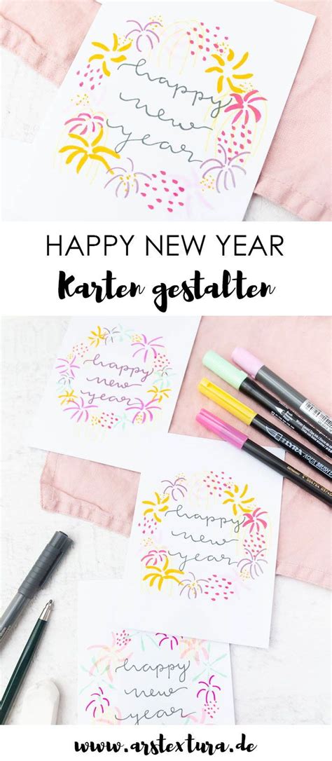 Nach druckfreigabe und bestellabschluss werden ihre selbst gestalteten briefmarken direkt an unsere hausinterne druckerei übermittelt und gedruckt. Neujahrskarten mit Handlettering & Feuerwerk | ars textura ...