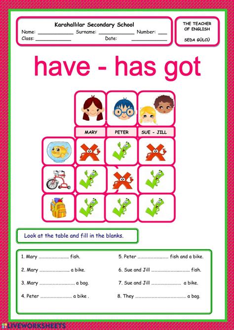 Have Got Has Got Interactive Worksheet English Language Teaching