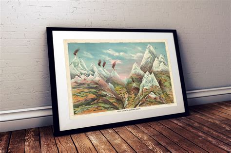 Mountain Poster Vintage Mountain Illustration Nature In Ascending Regions