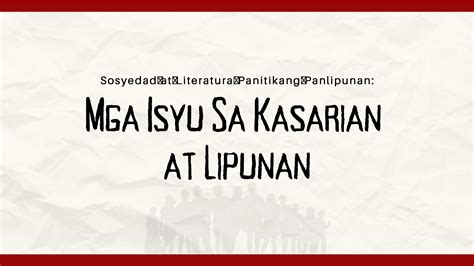Solution Mga Isyu Sa Kasarian At Lipunan 1 1 Studypool