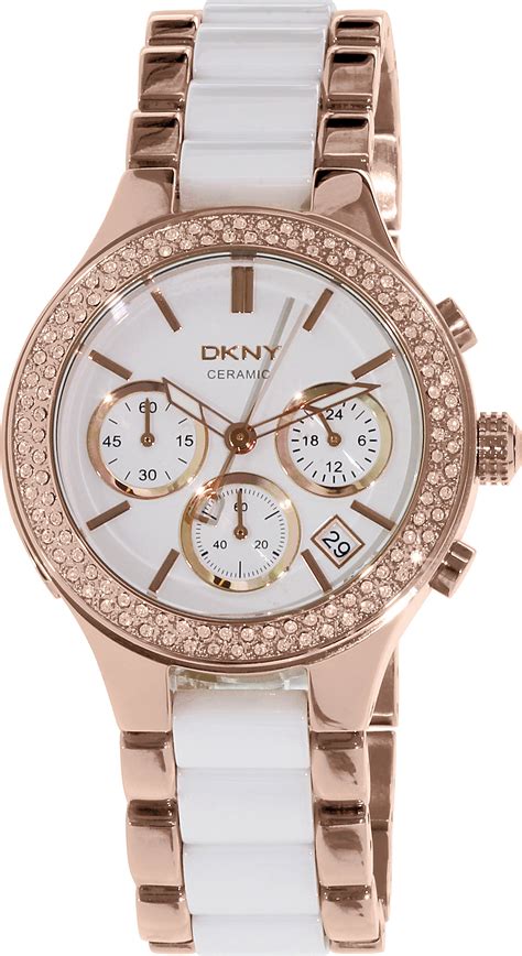 Dkny Womens Ceramic Chronograph White Dial Watch Ny8183