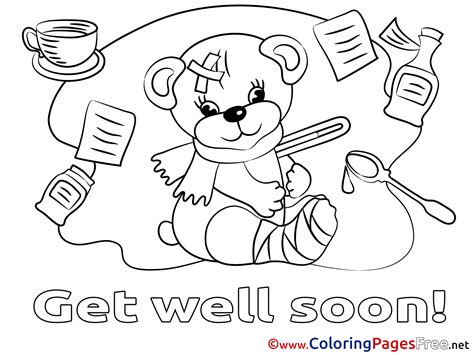 Bear Get Well Soon Free Coloring Pages