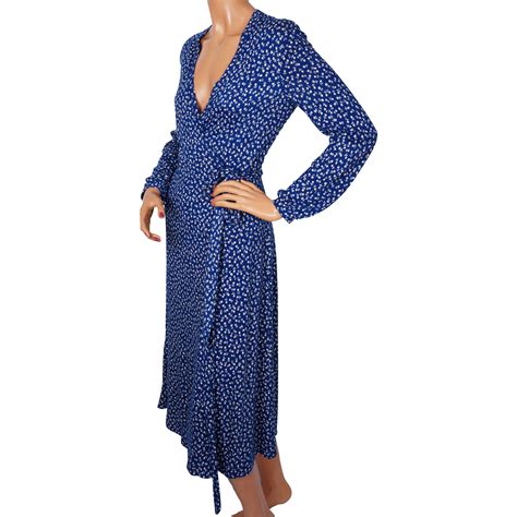 Vintage 1970s Diane Von Furstenberg Wrap Dress Blue Jersey Wraparound