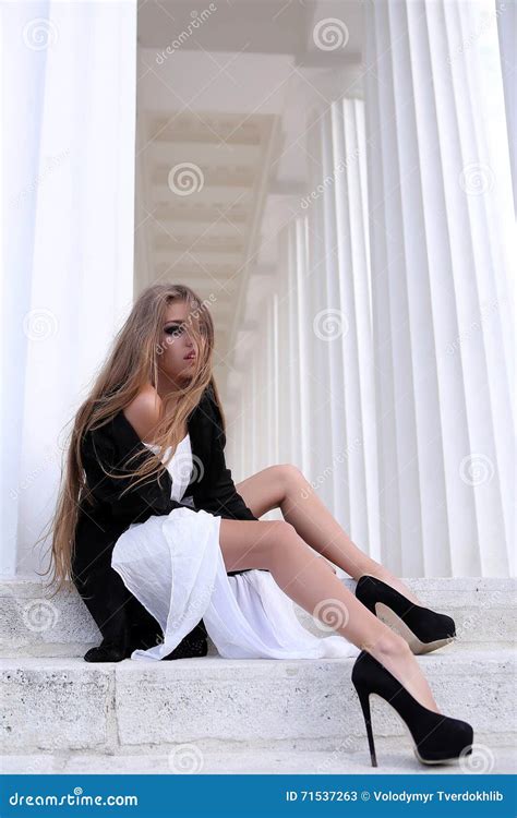 Sensual Girl Near Column Stock Image Image Of Dress 71537263