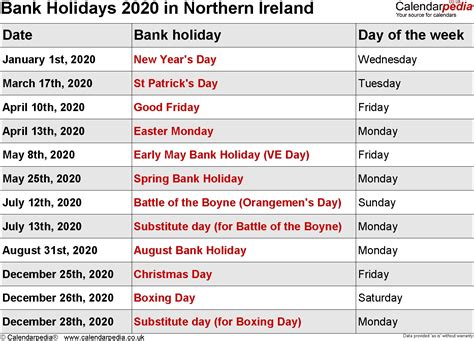 Bank Holidays 2021 Example Calendar Printable