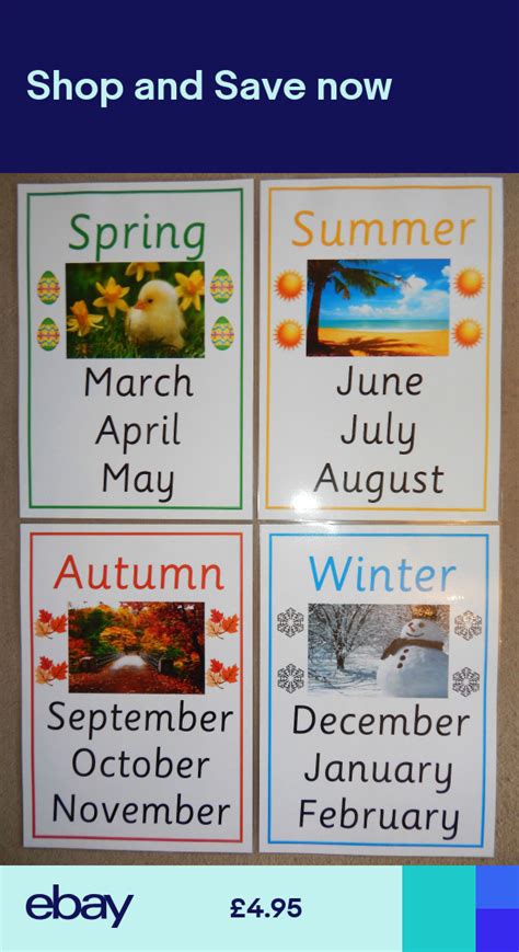 Seasons And Months Of The Year 4 X A4 Posters Eyfs Ks1 Teaching