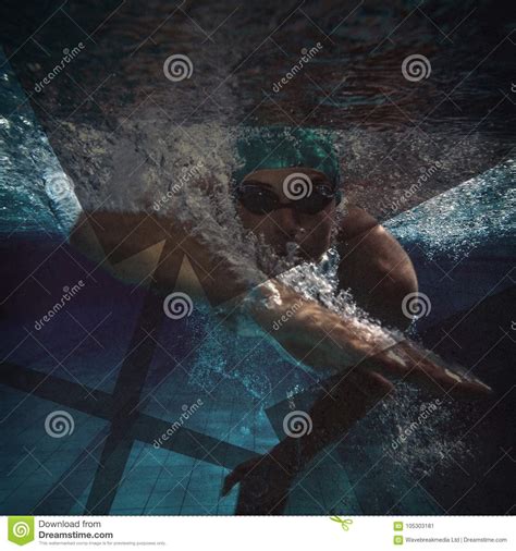 Fit Swimmer Training By Himself Stock Image Image Of Center Swimwear