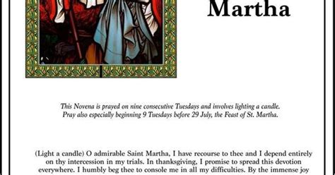 Novena To St Martha Starts Today And Is Prayed Each Tues Until Her