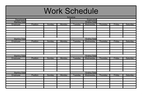 Monthly Work Schedule Template Printable Example Calendar Printable