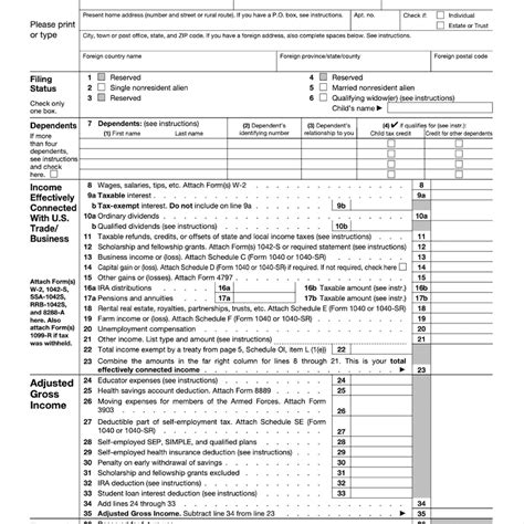 1040 Nr Ex Form 1040 Form Printable