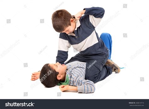 Young Boys Fighting Isolated White Stock Photo 268614719 Shutterstock