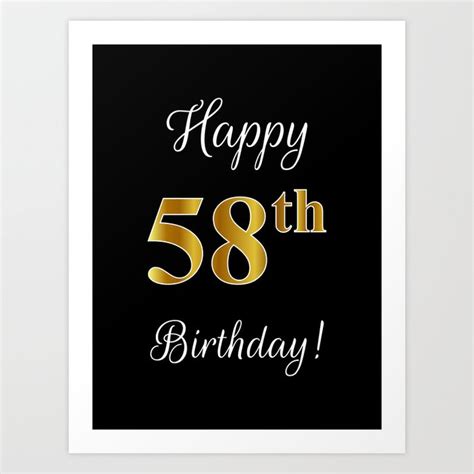 Elegant Happy 58th Birthday With Fauximitation Gold Inspired Color