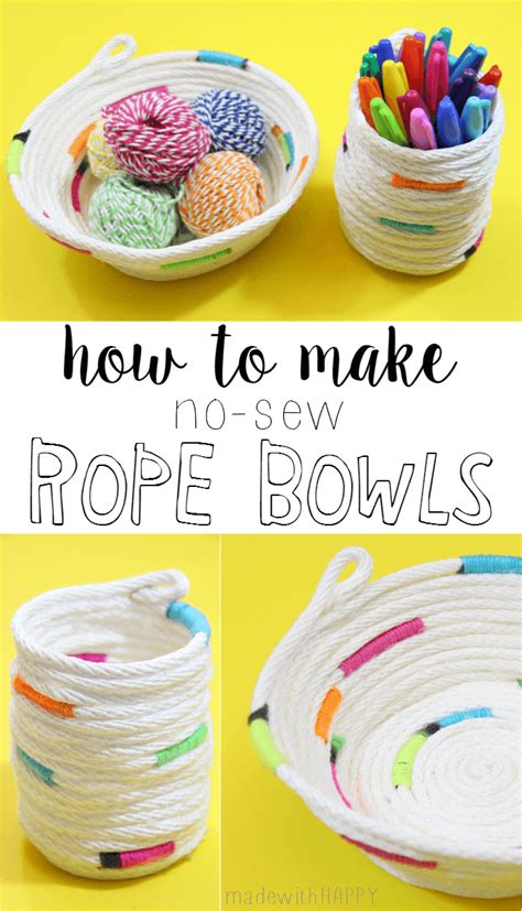 How To Make No Sew Rope Bowl Made With Happy