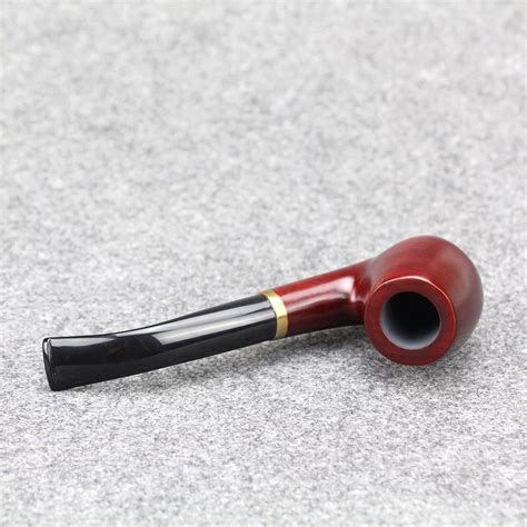 10 Tools Set Red Sandal Wood Pipe Classic Bent Smoking Pipe 9mm Filter Metal Ring Tobacco Pipe