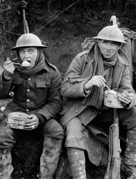 British Troops Eating Hot Rations During The Battle Of The Somme In