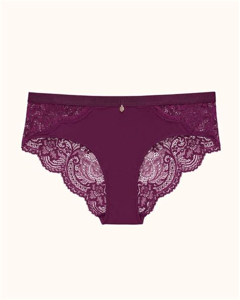Plus Size Lace Back Cheeky Panties Mulberry