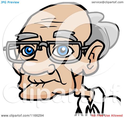 Cartoon Of A Bespectacled Old Man Avatar 2 Royalty Free
