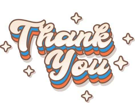 Thank You Colorful Retro Cartoon Sticker Text With Twinkle Star