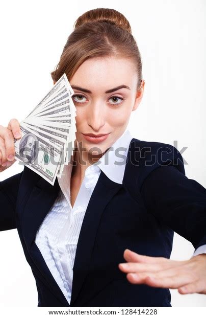 Woman Holding Money Isolated On White Stock Photo 128414228 Shutterstock