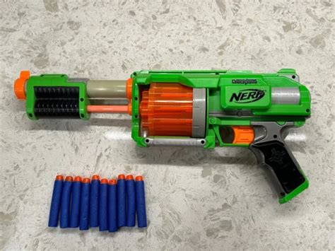 Nerf Dart Tag Furyfire Pump Action Revolver Green Fury Fire Gun Blaster