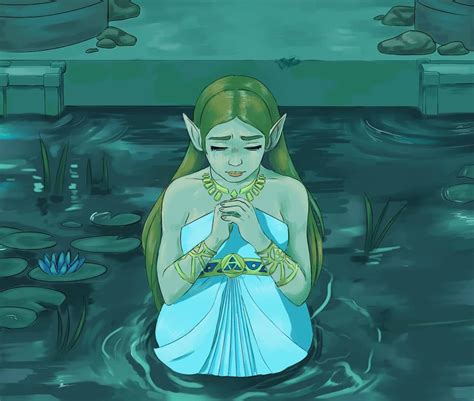 Legend Of Zelda Breath Of The Wild Art Princess Zelda Praying At The