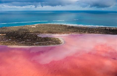 Aerial View Of The Hutt Lagoon Pink Lake In Australia