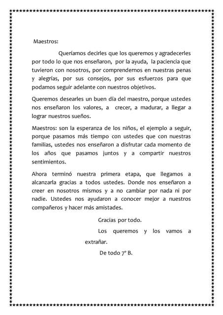 Carta A Los Maestros Pdf