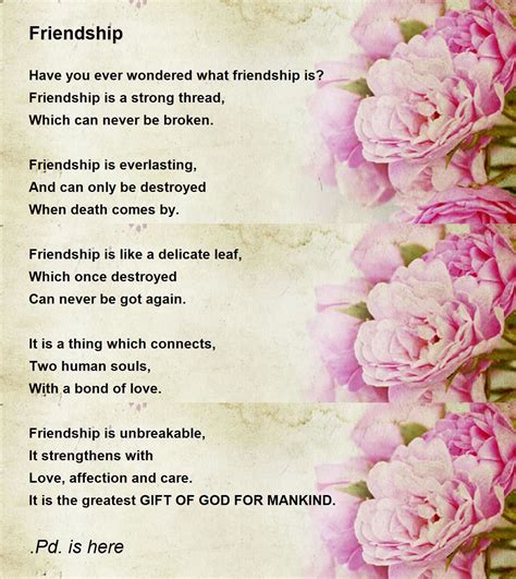 Friendship Poem by .Pd. is here - Poem Hunter