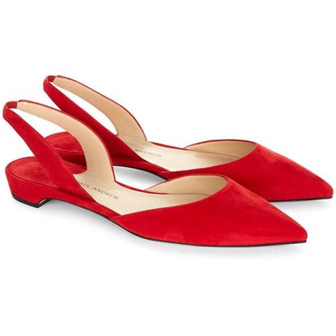 Paul Andrew Red Suede Slingback Rhea Sandals Red Suede Shoes Red