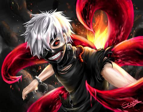 In anime, hide met kaneki in the cafe and had his final moments. Kaneki Ken (Tokyo Ghoul) by Scarvii on DeviantArt