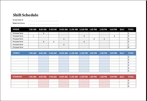 Employee Shift Schedule Template For Excel Excel Templates