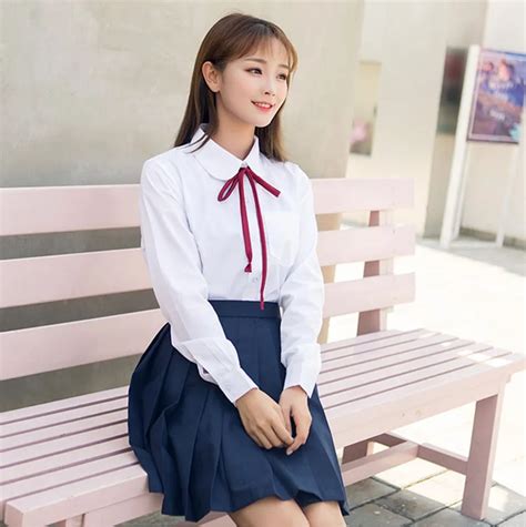 School Dresses For Girls White Shirt With Tie Plaid Pleated Skirt Large Size S 5xl 3 Colors Jk