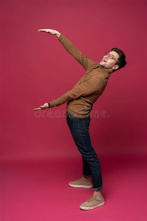 991 Full Body Picture Young Casual Man Presenting Stock Photos Free