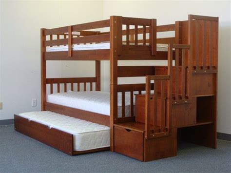 Bunk Beds Twin Over Full Stairway Dark Cherry Trundle Bunk Beds
