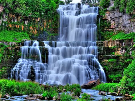 Beautiful Mountain Waterfalls Bing Images Waterfall Scenery
