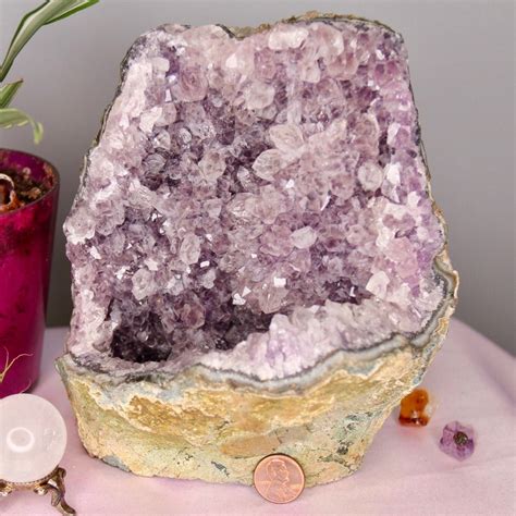Aa Purple Amethyst Crystal Geode With Agate 958 Oz From Etsy