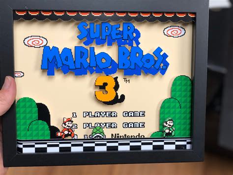 Super Mario Bros 3 8x10 Shadow Box Nes Game Memory Etsy