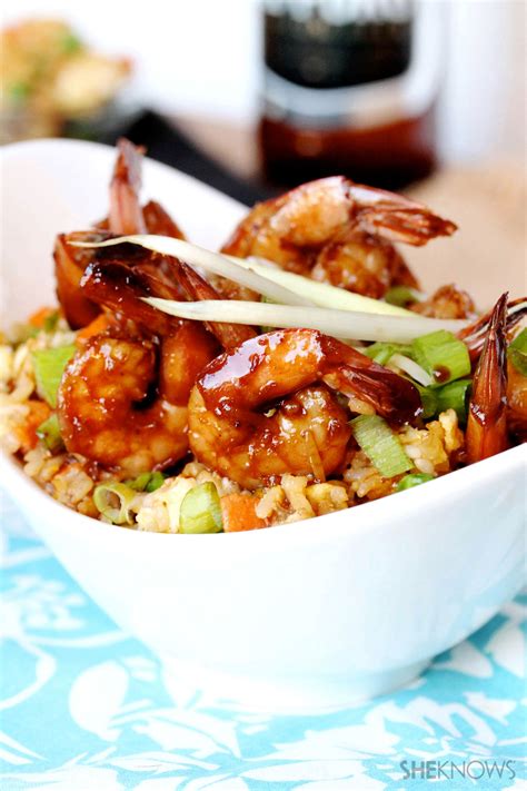 Shrimp Drenched In Homemade Teriyaki Sauce Over Fried Rice Is Perfect
