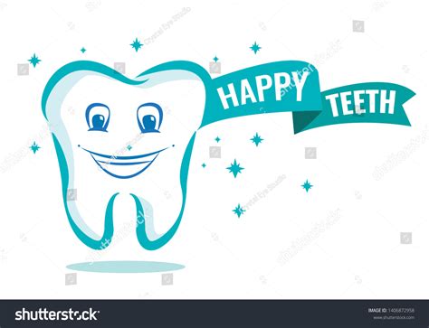 Happy Teeth Concept Stars Sparkles Editable Stock Vector Royalty Free