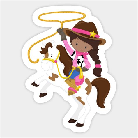 African American Girl Cowgirl Sheriff Lasso Black Cowgirl Sticker Teepublic