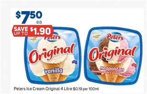 Peters Ice Cream Original 4 Litre Offer At Foodland