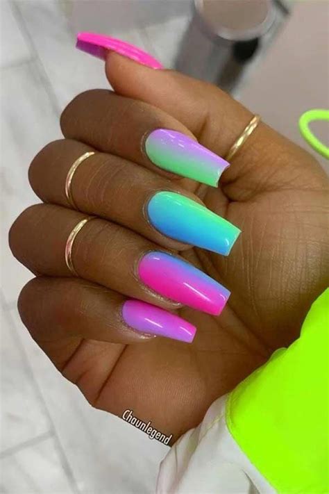 Vibrant Multi Color Nails For Summer Coffinnails Summernails