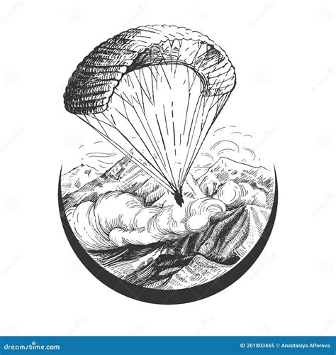 Paratrooper Flying With A Parachute Skydiving Parachuting Extreme